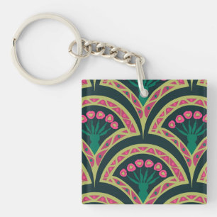 shell shaped green pattern key ring