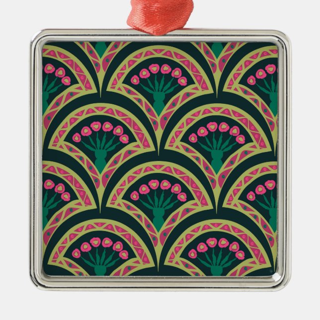 shell shaped green pattern metal tree decoration (Front)