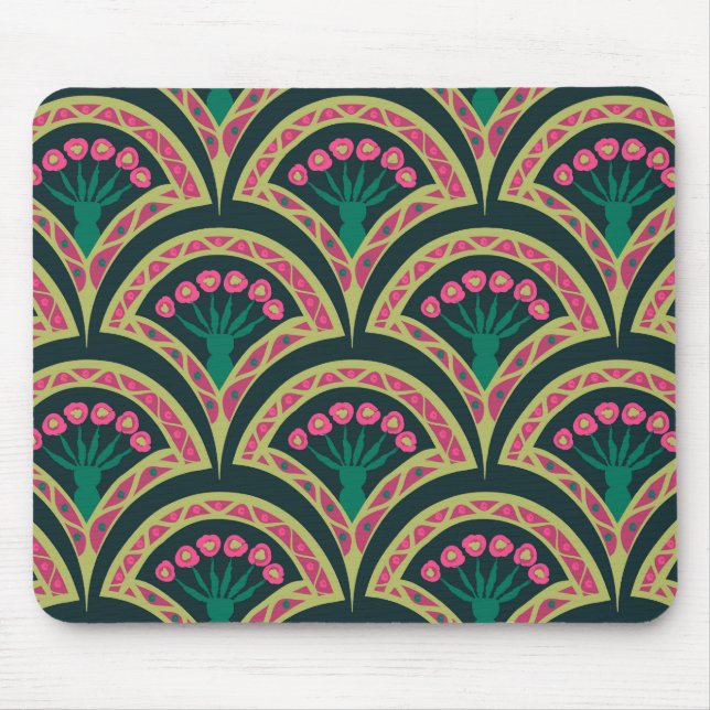 shell shaped green pattern mouse pad (Front)