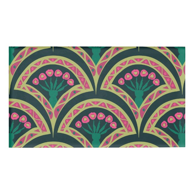 shell shaped green pattern name tag (Front)