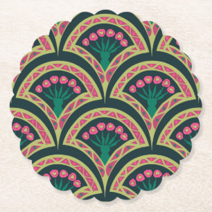 shell shaped green pattern paper coaster