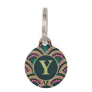 shell shaped green pattern pet tag