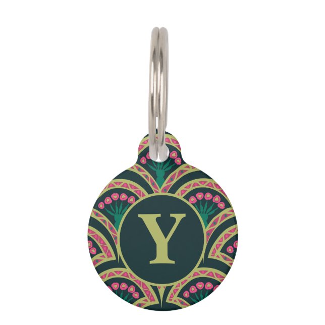 shell shaped green pattern pet tag (Front)