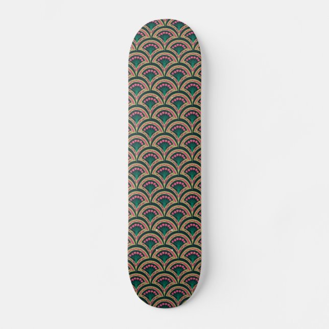 shell shaped green pattern skateboard (Front)