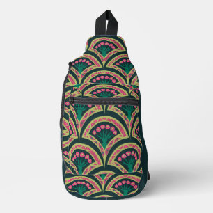 shell shaped green pattern sling bag