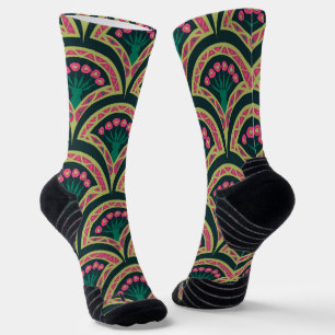 shell shaped green pattern socks