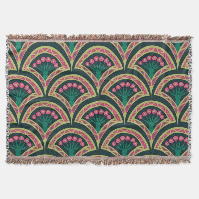 shell shaped green pattern throw blanket (Front)