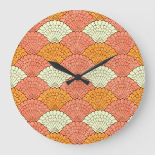 Shell Spectacle: Abstract Sea Patterns Large Clock