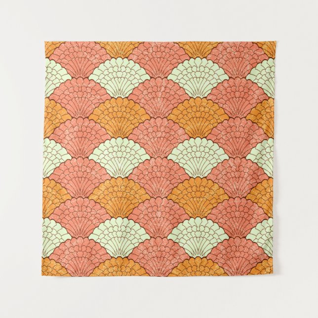 Shell Spectacle: Abstract Sea Patterns Tapestry (Front)