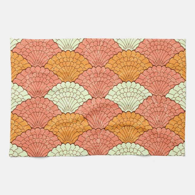 Shell Spectacle: Abstract Sea Patterns Tea Towel (Horizontal)