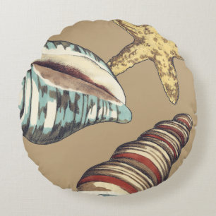 Shell Trio on Khaki Round Cushion