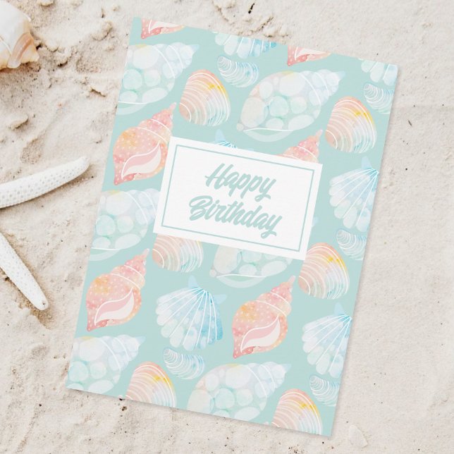Shell Watercolor Happy Birthday Holiday Card (Creator Uploaded)