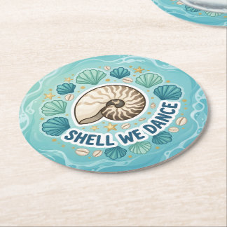 Shell We Dance Round Paper Coaster