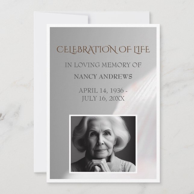 Shell White Funeral Memorial Ceremony  Invitation (Front)