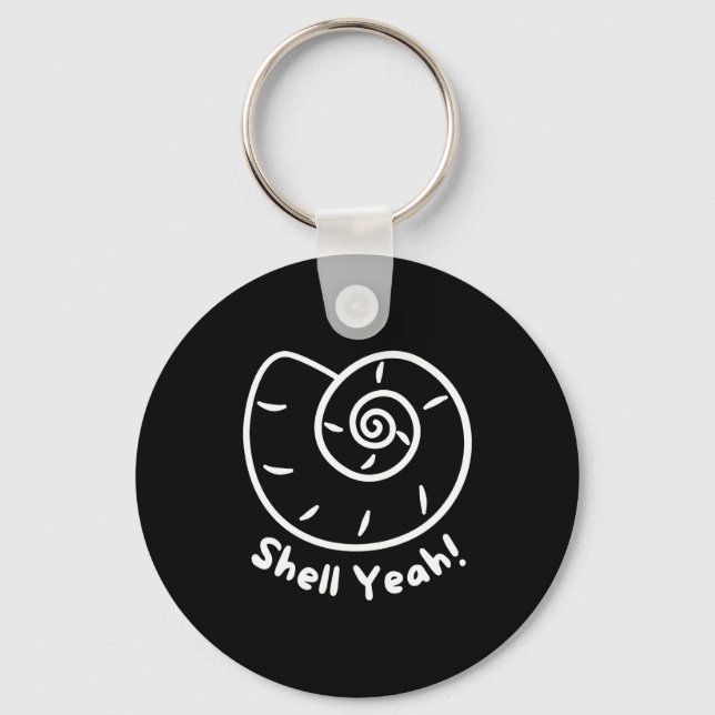 Shell Yeah Funny Beach Quote With Nautical Sea She Key Ring (Front)