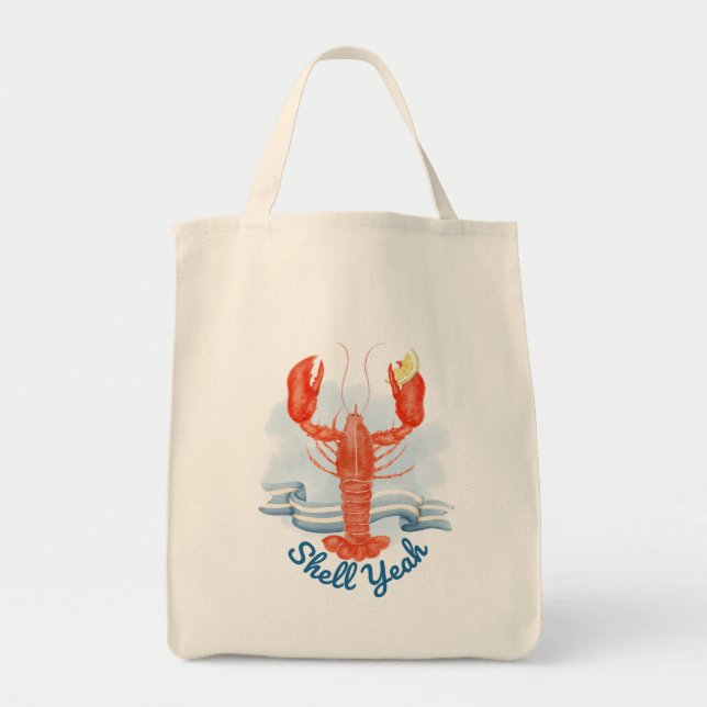 Shell Yeah Lobster / Coastal Beach Pun Tote Bag (Front)
