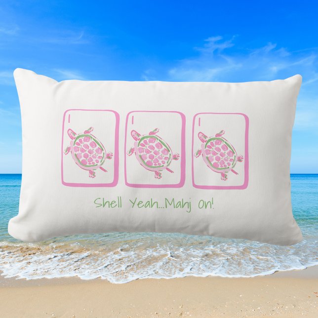 Shell Yeah... Mahj On! Coastal Sea Turtle Lumbar Cushion (Creator Uploaded)