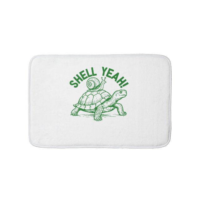 Shell Yeah Turtle Snail Funny Bath Mat (Front)