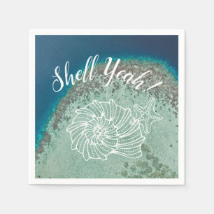 Shell Yeah! with Sea Shells on Virgin Island Water Napkin
