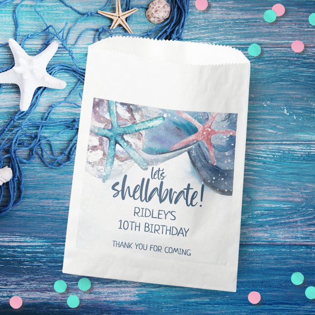 Shellabration | Beach Starfish Seashells Birthday Favour Bags (Creator Uploaded)
