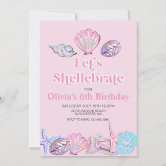 Shellebrate Seashell Beach Birthday Invitation