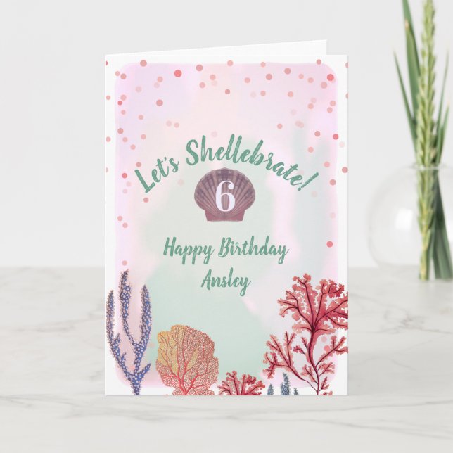Shellebrate Under The Sea Watercolor Birthday Card (Front)