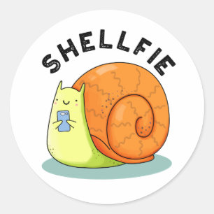 Shellfie Funny Snail Selfie Pun  Classic Round Sticker