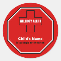 Shellfish Allergy Medical Alert Custom Std Sticker