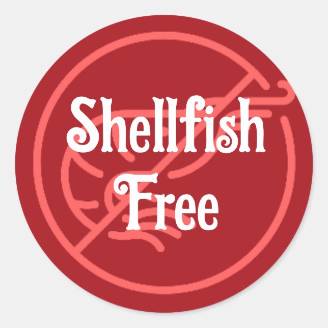 Shellfish Allergy Shellfish free Warning Fish  Classic Round Sticker (Front)
