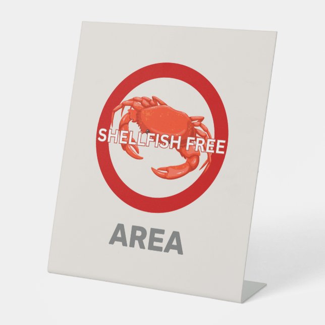 Shellfish Free Area Customised Food Allergy Alert  Pedestal Sign (Front)