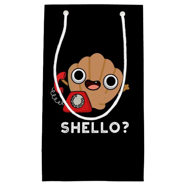 Shello Funny Sea Shell Pun Dark BG Small Gift Bag (Front)