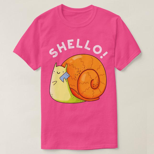 Shello Funny Snail Telephone Pun T-Shirt (Design Front)