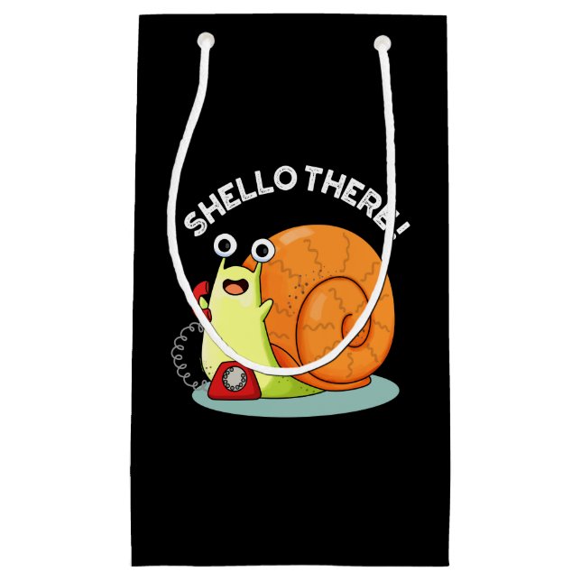 Shello There Funny Snail Hello Pun Dark BG Small Gift Bag (Front)