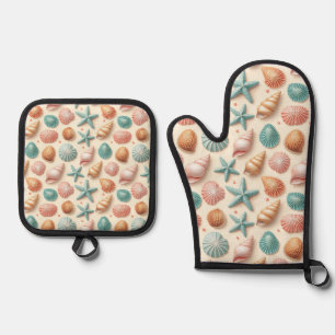 Shells Abundance Oven Mitt & Pot Holder Set