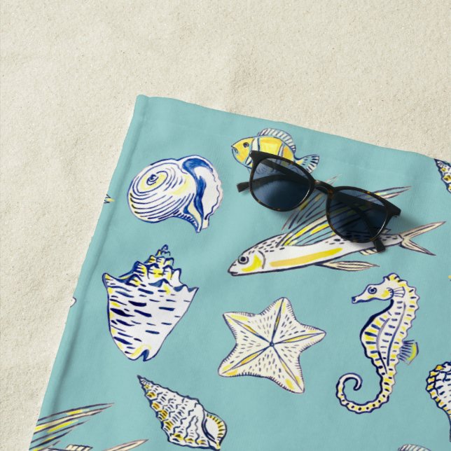 Shells and sea creatures beach towel (In Situ)