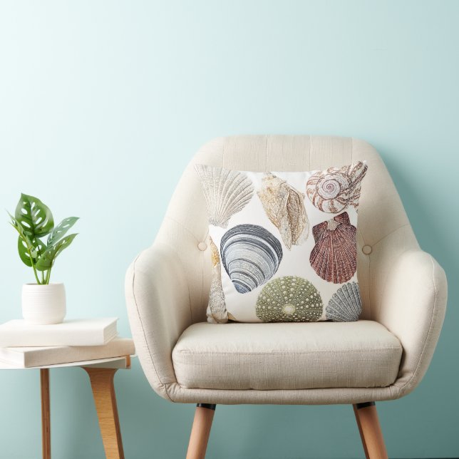 Shells Art Coastal Beach Cushion (Chair)
