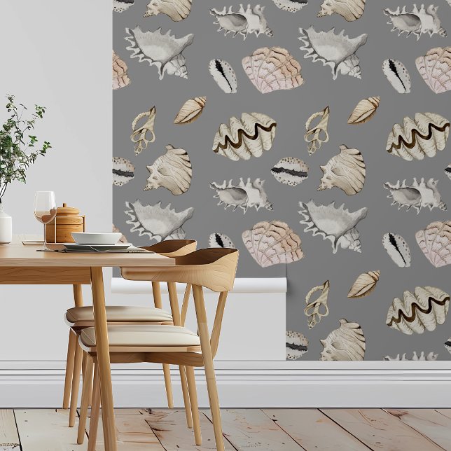 Shells Beach Nautical on Grey Wallpaper (Creator Uploaded)