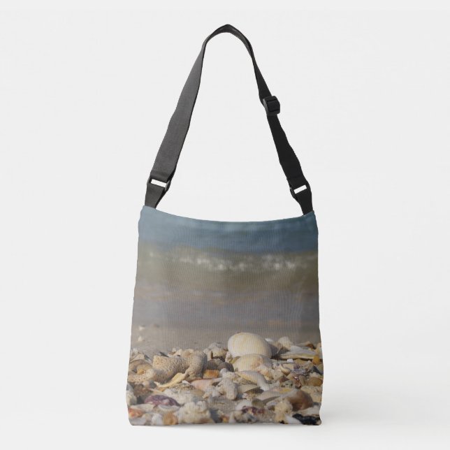 shells, beach, water, sand, sea, maritime, photo, crossbody bag (Front)