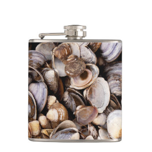 Shells in Mud Hip Flask