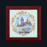Shells Maine Lighthouse  Gift Box<br><div class="desc">Shells Maine Lighthouse gift box by ArtMuvz Illustration. Matching Lighthouse apparel, Lighthouse t-shirts, Lighthouse gifts. Lighthouse t-shirt, christmas and birthday gifts, lighthouse collector apparel. Lighthouse gifts are a great way to show someone you care, especially if they love the ocean, the coast, or lighthouses themselves. Lighthouses are iconic symbols of...</div>