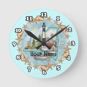 Shells New York Lighthouse  clock