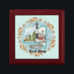 Shells New York Lighthouse Gift Box<br><div class="desc">Shells New York Lighthouse gift box by ArtMuvz Illustration. Matching Lighthouse t-shirts, Lighthouse gifts, lighthouse collector apparel.Lighthouse gifts are a great way to show someone you care, especially if they love the ocean, the coast, or lighthouses themselves. Lighthouses are iconic symbols of hope, guidance, and safety, and they can make...</div>