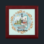 Shells New York Lighthouse Gift Box<br><div class="desc">Shells New York Lighthouse gift box by ArtMuvz Illustration. Matching Lighthouse t-shirts, Lighthouse gifts, lighthouse collector apparel.Lighthouse gifts are a great way to show someone you care, especially if they love the ocean, the coast, or lighthouses themselves. Lighthouses are iconic symbols of hope, guidance, and safety, and they can make...</div>