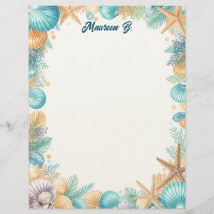 Shells of the Sea Stationery Paper Custom Letterhead