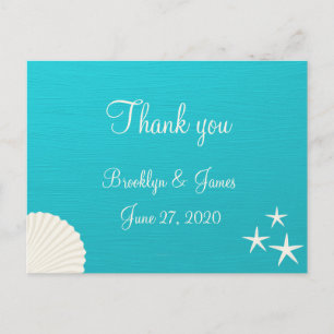 Shells On Beach Wedding Thank You Postcards