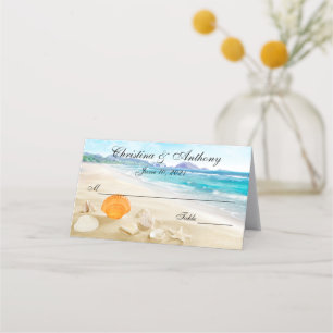 Shells On The Beach Wedding Reception Place Card