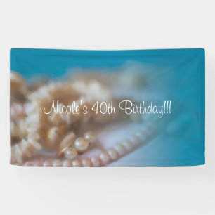 Shells & Pearls Elegant Painted Beach Party Banner