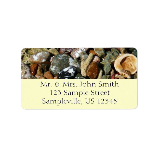 Shells, Rocks and Coral Nature Photography Label (Front)
