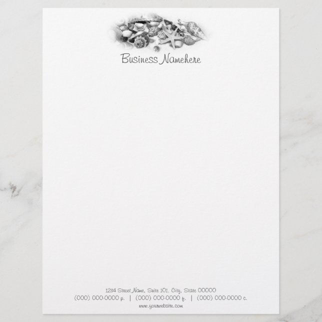 Shells & Starfish Letterhead Template (Front)
