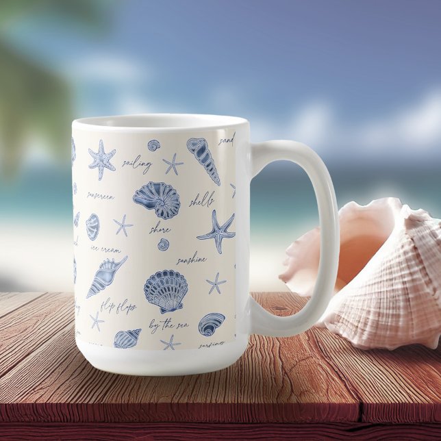 Shells Starfish Sun Fun Text Blue ID918  Coffee Mug (Creator Uploaded)